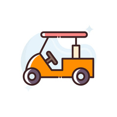 Golf Cart Vector Icon Filled Outline Style Illustration.