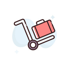 Trolley Vector Icon Filled Outline Style Illustration.