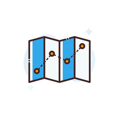 Map Vector Icon Filled Outline Style Illustration.