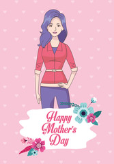 happy mothers day card with mom and lettering