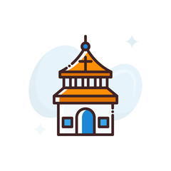 Church Vector Icon Filled Outline Style Illustration.