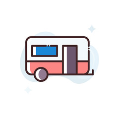 Caravan Vector Icon Filled Outline Style Illustration.