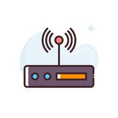 Wifi Router Vector Icon Filled Outline Style Illustration.