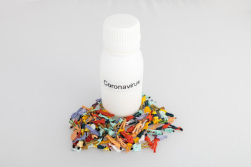 white bottle of coronavirus with infected
