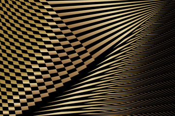 Abstract halftone lines gold pattern, metallic effect dynamic background, modern design texture.