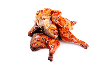 grilled chicken legs isolated on white background