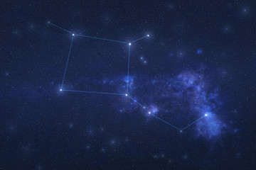Pegasus Constellation in outer space. Pegas constellation stars with constellation lines.. Elements...