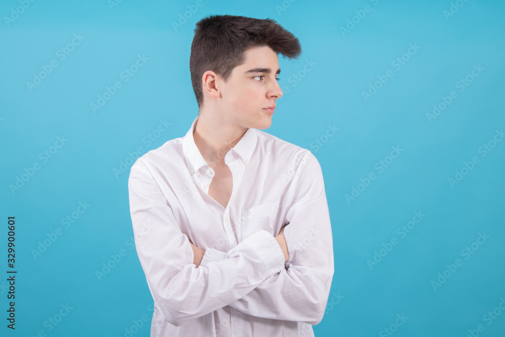 Canvas Prints portrait of teenager or student isolated on color background