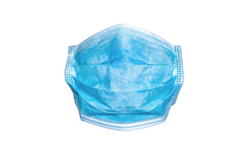 Medical mask isolated on white background, A series of photos from different angles. Blue mask