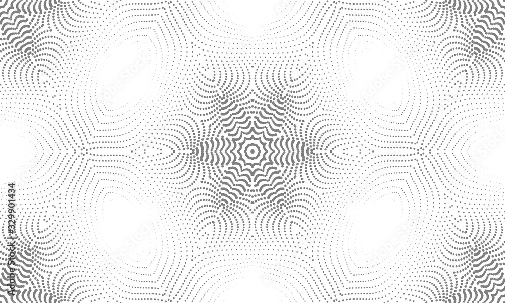 Poster abstract pattern of many dots on a white background.