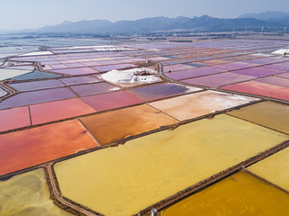 Aerial view with a salt pile in a Saline,Italy. 