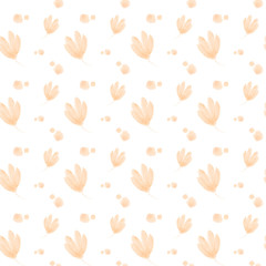 Tender orange flower watercolor digital art seamless pattern on white background. Print for cards, invitations, weddings, banners, posters, fabrics, wrapping paper, packages, web design.