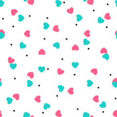 Abstract Seamless Pattern Background witj Love Heart Symbol. Vector Illustration