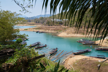 Thai passenger boat. Khao SOK national Park is nature reserve in South of Thailand with dense untouched jungles, limestone karst formations, an artificial lake Cheo LAN Surat Thani. February 26, 2020