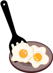 Putting fried eggs on the plate