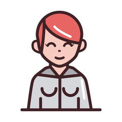avatar woman female character portrait cartoon line and fill style icon