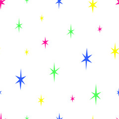 Vector seamless pattern with small colorful stars. Starry sky background. Design template for wallpaper,wrapping, textile.