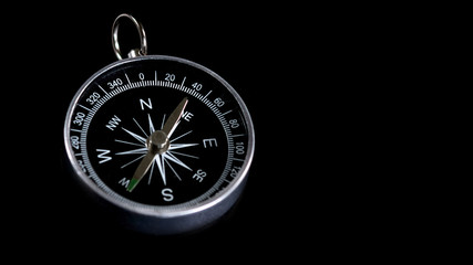 Compass On Black Background, Compass Copy Space