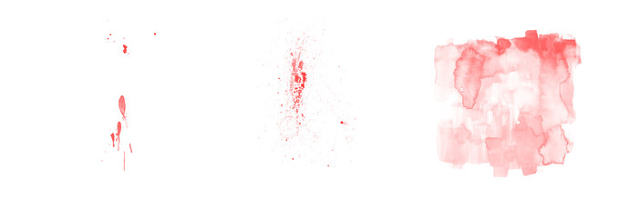 Red paint splashes isolated on white background