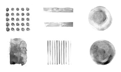 Set of black abstract brushes isolated on white background
