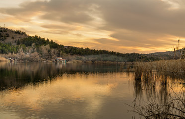 View of Eymir Lake in the sunset