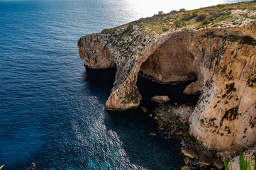 Amazing blue water at Blue Grotto on Malta - travel photography