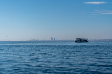 Cruise ship and breakwater in the Bosphorus