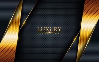 Luxurious dark background with golden lines. Modern vector illustration