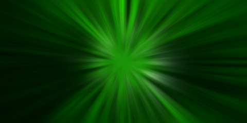 Light sun rays on a green background, radiant green banner