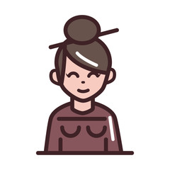 avatar woman female character portrait cartoon line and fill style icon
