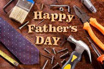 Happy fathers day lettering and tool