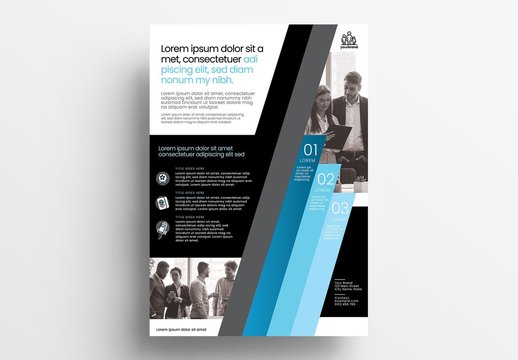 Brochure Layout with Blue Geometric Elements