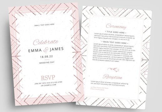 Wedding Invitation Layout with Patterned Borders