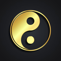 yin-yang 3d golden symbol