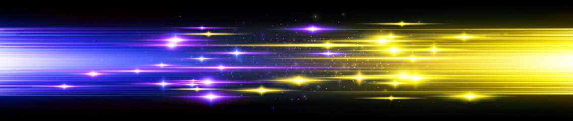 Power energy. Futuristic Flash. Magic sparks. Neon lines. Glow effect. Beautiful light. Glint cosmic rays. Mystical shine streaks. Empty place. Abstract background. Vector EPS10