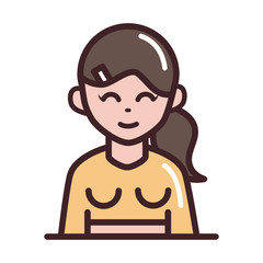 avatar woman female character portrait cartoon line and fill style icon
