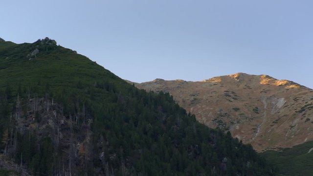 View to peaks "Koncista" and "Klin" on Slovak and Polish border, as seen from "Rackova" valley on autumn evening