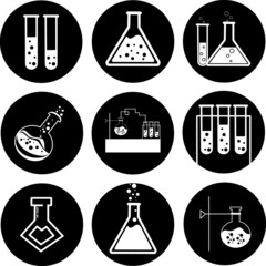 Set of chemical test tube pictogram icon. Laboratory glassware or beaker equipment. Experiment flasks. Trendy modern vector. Simple flat illustration. Glass chemical, laboratory flasks for science lab