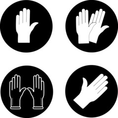 Set of medical gloves vector icons. Protective rubber gloves icon for infographic, website or app. Latex hand protection sign. Housework cleaning equipment symbol.