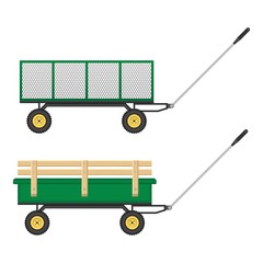 Green garden cart vector illustration isolated on white background