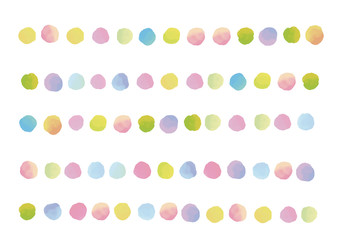 Pastel hand painted watercolor dot line materia