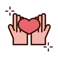 Obraz premium mothers day, hands with giving heart love line and fill style icon