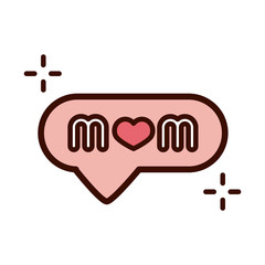 mothers day, speech bubble mom letter celebration line and fill style icon