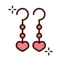 mothers day, earrings heart love jewelry accessory line and fill style icon