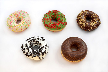  different donuts on a white background 