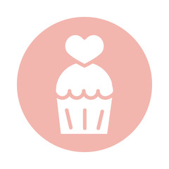 mothers day, sweet cupcake dessert with heart block style icon