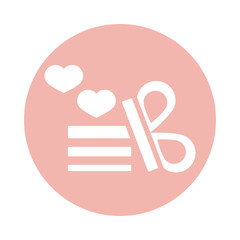 mothers day, hearts love in gift box surprise celebration block style icon