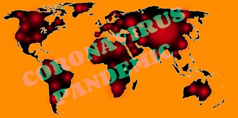 Obraz premium world map with the inscription Coronavirus Pandemic