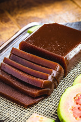 Goiabada, a typical sweet made with guava, a Brazilian sweet common in the state of Minas Gerais. Concept and sweet homemade flavor.
