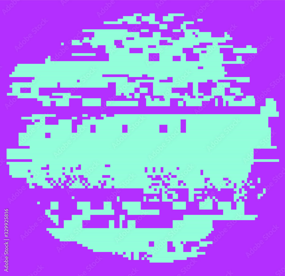 Aufkleber Computer screen with glitched pixels and noise. VHS camera effect like in old videotape rewind. 
